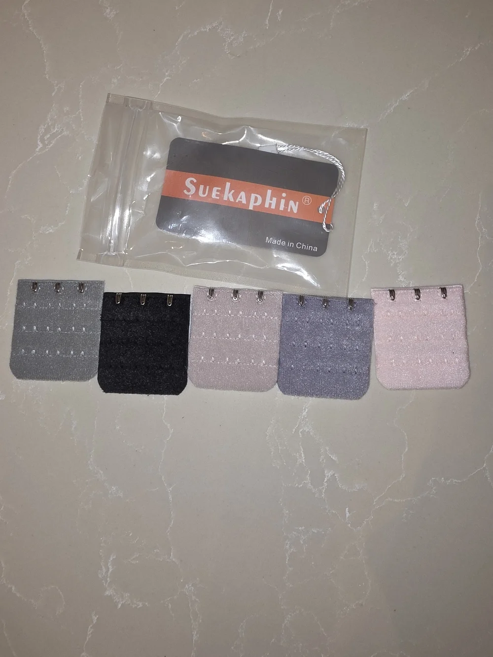 5-Pack Bra Extender Set in Gray, Black, Mauve, Lavender, and Light Pink